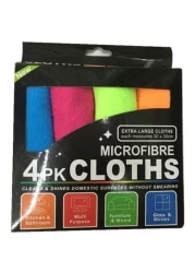 Royalford Microfiber Towel Set 4 Pieces, Blue/Green/Red 30 x 30 cm