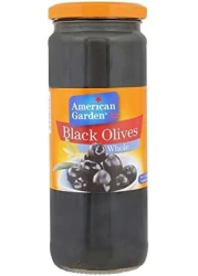 A GARDEN BLACK WHOLE OLIVES 450GM