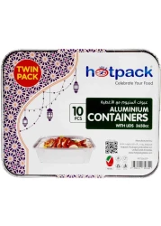 HOTPACK ALUMINIUM CONTAINERS WITH LIDS 3650cc TWIN PACK-10PCS