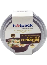Hotpack- Bb8377 Black Base Round Microwavable Container+Lids -5Pcs-24Oz