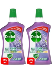 منظف ارضيات قوي من ديتول مضاد للبكتيريا برائحة اللافندر بتنظيف اقوى 3 مرات (يقتل 99.9% من الجراثيم) بسعة 900 مل، عيوة من قطعتين