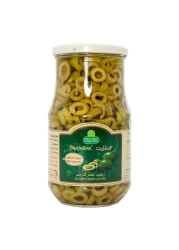 Halwani Bros Mukhtarat Sliced Green Olives with Olive Oil, 650g