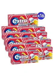 Wrigley's Extra Refreshers Strawberry Citrus Sugarfree Chewing Gum, 15.6g Pack of 16