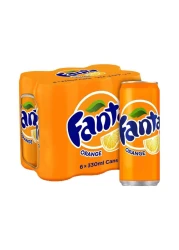 Fanta Orange Carbonated Soft Drink Can 330ml Pack of 6