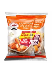 Al Kabeer Zing Chicken Strips Non Spicy 750g + Chicken Nuggets 750g free