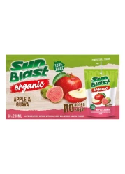 Sunblast No Added Sugar Organic Apple Guava Juice 200ml Pack of 10