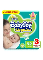 Baby Joy Compressed Diamond Diapers Medium Size 3 6-12kg Jumbo Pack 52 Diapers