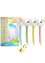LEPGIFE U Shaped Kids Toothbrush 4 Pack UType Whole Mouth Toothbrush for Kids Age 610