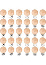 30 Pieces Natural Beech Wood Pacifier Clips Teething Grasping Toy Suspender Clips Wood Pacifier Clip Holder Charm DIY Pacifier Clips (30 Pieces)