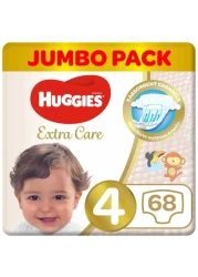 Huggies Extra Care Diapers Size 4 8-14kg Jumbo Pack 68 Diapers