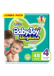 Baby Joy Compressed Diamond Diapers Large Size 4 10-18kg Jumbo Pack 48 Diapers
