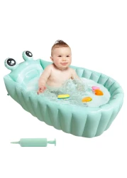Inflatable Baby Bathtub Portable Travel Bath Tub for Infants to Toddler Foldable Non Slip Spa Tub with Air Pump(Green)