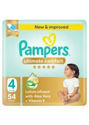 Pampers Ultimate Comfort Diapers with Aloe Vera Plus Vitamin E Size 4 9-14kg Mega Pack 54 Diapers