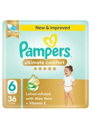 Pampers Ultimate Comfort Diapers with Aloe Vera Plus Vitamin E Size 6 13kg+ 36 Diapers
