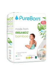 PureBorn Organic Bamboo Nappies Size 4 7-12kg 48 Diapers
