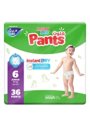 Fine Instant Dry Baby Diapers Pants Junior Size 6 15kg+ 36 Pants