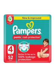 Pampers Rash Protection Diaper Pants with Aloe Vera Lotion Size 4 9-14kg Mega Pack 52 Pants