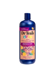 Dr Teal's Kids 3-in-1 Bubble Bath Body Wash and Shampoo Elderberry Bath with Vitamin C and Essential Oils 591ml