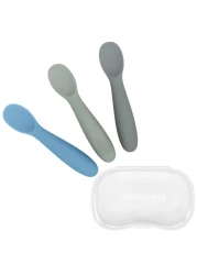 WeeSprout Baby Spoons for Self Feeding 6 Months Soft Durable Silicone Utensils for Sensitive Gums Teeth Easy Grip Handles Shorter Length for Little Hands 3 Pack Carrying Case