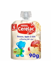 Nestle Cerelac Fruits Puree Pouch, Banana, Apple, Oat, from 6 Months, 90g