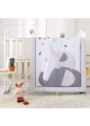 Wowelife Gray Crib Bedding Set, Premium 3-Piece Baby Bedding Set Elephant,Crib Bedding Set for Baby, Breathable and Soft for Boy and Girl