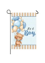 It's A Boy Garden Flag 12x18 Inch Double Sided Teddy Bear Balloons Baby Boy Garden Flag Baby Shower Birth Announcement Gender Reveal Newborn Baby Welcome Banner Outdoor Yard Decoration