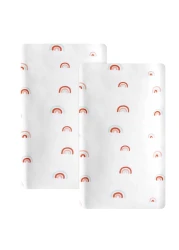 Rainbow Changing Pad Cover 2 Pack Diaper Changing Table Pad Covers 32&rdquo;x17&rdquo;x5.5&rdquo; for Standard Baby Changing Pads Universal Microfiber Soft Cradle Sheets for Baby Boys Girls