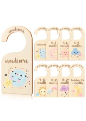 Wooden Baby Closet Dividers, 8 Pcs Double-Sided Baby Clothes Organizer from Newborn to 24 Month,Baby Clothes Size Dividers for Baby Room, Nursery Decor, Daycare Wardrobe