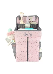 Llama Bella Hanging Diaper Caddy Baby Diaper Organizer for Changing Table Diaper Stacker for Crib Playard or Wall Newborn Diaper Holder Pink