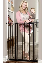 Regalo Easy Step Extra Tall Walk Thru Baby Gate Bonus Kit Includes 4Inch Extension Kit Pressure Mount Kit and Wall Cups and Mounting Kit Black 4 Count Pack of 1
