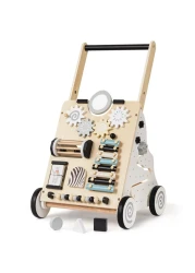 V-Opitos Baby Wooden Walkers, Height and Resistance Adjustable Push Walkers with Learning Activity Center, Baby Sit to Stand Walker Toys, Ideal Gifts for 6-12-18 Months Boy &amp; Girl