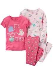 Carter's Baby Girls' 4 Pc Cotton 331g158, Tea Party Pink, 9 Months