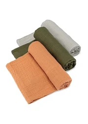 Parker Baby Swaddle Blankets - 3 Pack of 100% Cotton Muslin Swaddle Blankets for Baby Boys and Girls - Unisex/Gender Neutral - Estes Set