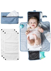 Portable Diaper Changing Pad for Baby - Compact Baby Changing Pad for Newborn Girl &amp; Boy - Portable Baby Travel Changing Pad with Waterproof Design, Built in Storage &amp; Cushioning