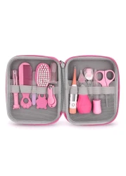 Baby Grooming Kit, Portable Baby Safety Care Set with Hair Brush Comb Nail Clipper Nasal Aspirator etc for Nursery Newborn Toddlers Infant Girl Boys Keep Clean (Pink)