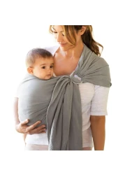 Moby Ring Sling Wrap Carrier HandsFree Versatile Support Wrap for Mothers Fathers and Caregivers Breathable Baby Wrap Carrier for Newborns Infants Toddlers Supports 830 lbs Pewter