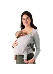 Boba Bliss Hybrid Baby Carrier Newborn to Toddler - 2-in-1 Baby Wrap &amp; Baby Carrier - Pre-Wrapped Baby Sling Wrap Newborn - Certified Hip-Healthy - Soft &amp; Stretchy Baby Sling Carrier- 7-35 lbs (Grey)
