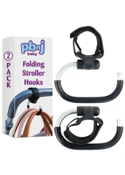PBnJ baby Stroller Hooks Silver 2 Pack Organizer Clip Travel Purse Shopping Diaper Bags