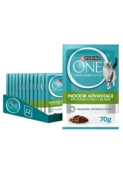 Purina One Indoor Advantage with Chicken in Gravy Cat Wet Food, 1 Years and above, 85g Pack of 12
