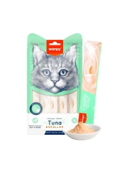 Wanpy Creamy Lickable Cat Treats &ndash; Tuna &amp; Scallop (14gx5) &ndash; 1Box 12pcs
