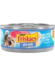 Purina Friskies Savory Shreds Cat Wet Food Ocean Whitefish Tuna 5.5oz - Pack of 24