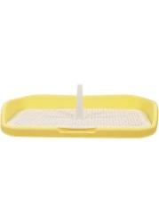 Dog potty toilet with Pee post, Detachable grid, and Raised fence, Anti-splash dog pee pad holder for small to medium-sized dogs, Reusable dog potty training toilet 48 cm (Yellow)