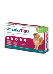 Zoetis Simparica TRIO the Complete Flea, Tick, and Heartworm Prevention for Dogs 20-40 kg ( 3 Chewable Tablets)