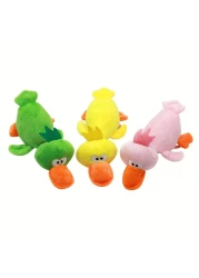 Plush Pet Squeakz Duck Family ( Green/Pink/Yellow) Dog Toy - Multicolor - 3pc