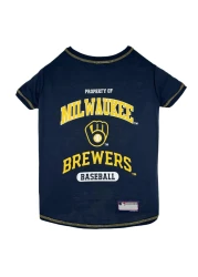 MLB Milwaukee Brewers Dog TShirt Small Licensed Shirt for Pets Team Colored with Team Logos Premium Stretchable Materials for The Comfort of Your Dog cat