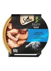 Sheba Chicken Filets with Sustainable Tuna Wet Food for Cats, 60g