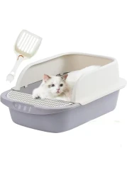 HopHop&reg; Large Cat Litter Box,Anti-Splashing Cat Toilet with Litter Cleaning Scoop,Portable Waste Box, Cat Sandbox and Deodorizing Cat Pan, kitten Potty Training, Easy to Clean (Large)