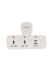 2-way universal + 2-way USB T-socket with Individual Switches