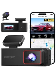 KINGSLIM Dash Cam Front and Rear 2K+1080P, Mini WiFi Dash Camera for Cars Dual Dashcam Parking Monitor, Loop Recording, Car Camera Support Max 256GB (E2PRO)