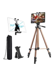 IPad Tripod, Tablet Tripod Stand 51 inch Adjustable Height Aluminum Mount Holder for iPad Pro 12.9 11 10.5, iPad Air, iPad Mini, Surface,Nexus,Galaxy Tab and 3.5 to 13.5in Phone Tablet - Champagne